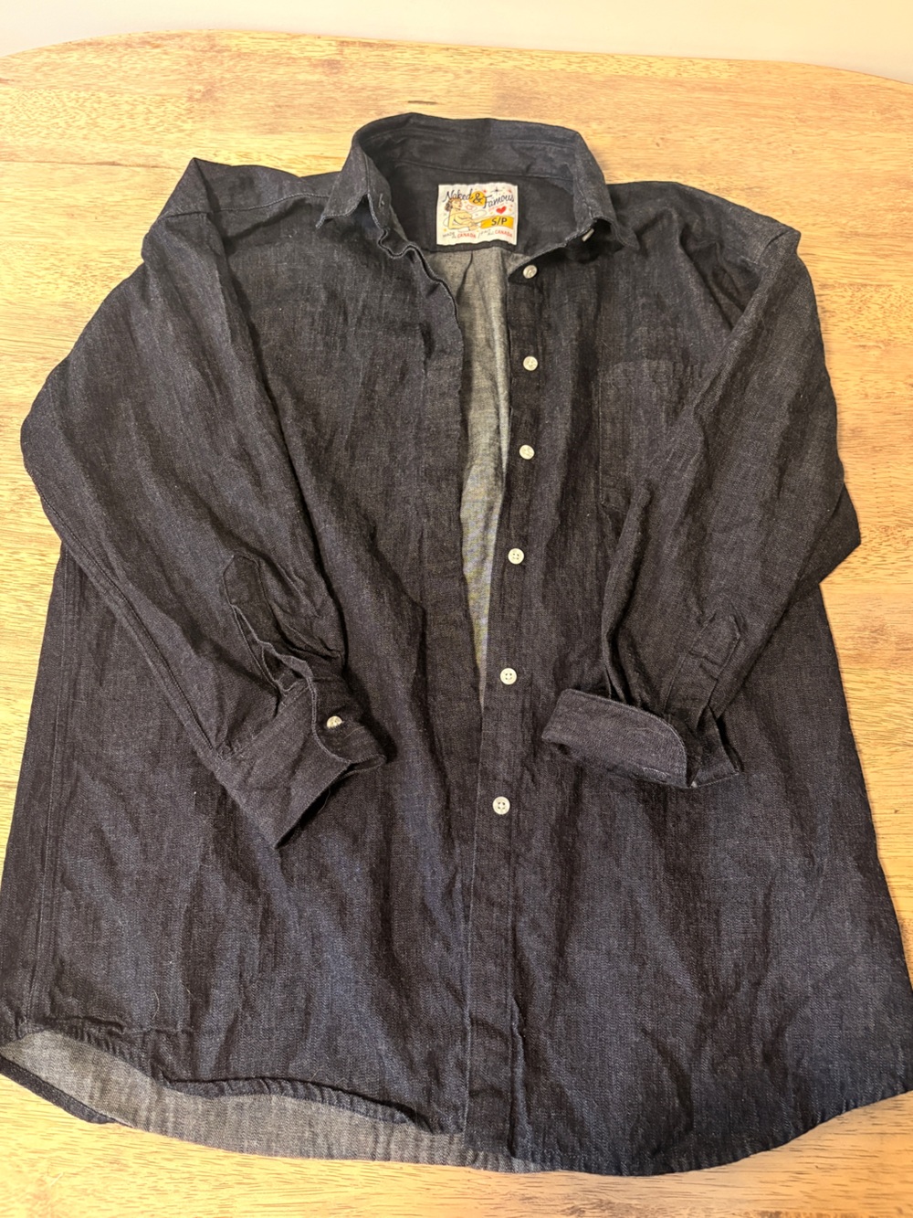 Naked & Famous Denim Dark Navy Button-Up Shirt Jacket S